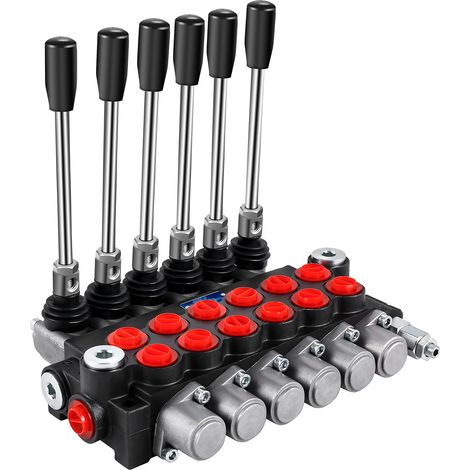 VEVOR Valvola di controllo direzionale idraulica a 6 bobine, Valvola di caricamento idraulica da 11 GPM 3600 PSI, Valvole idrauliche e controlli per serbatoi di caricatori di trattori (1/5)