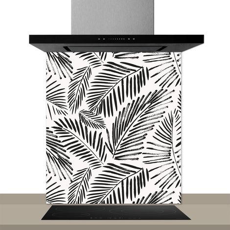 Fond de hotte décorative, fougere noir et blanc 60x70 Fond de hotte (1/2)
