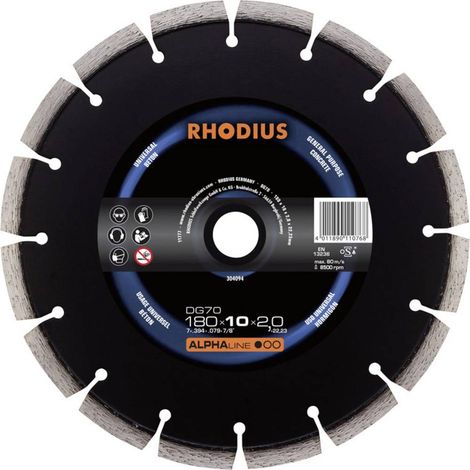 Rhodius 304094 DG70 Disque à tronçonner diamanté Diamètre 180 mm Ø de perçage 22.23 mm Béton 1 pc(s) (1/3)
