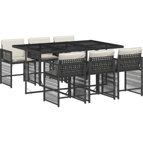 Maison Exclusive - Set da Pranzo da Giardino 7 pz Nero con Cuscini in Polyrattan (1/5)