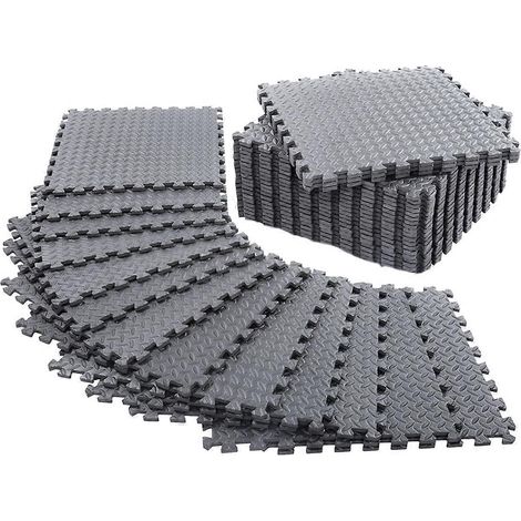 Lot de 12 tapis de sol gris pour exercices à domicile ou pour tapis de sol (1/5)