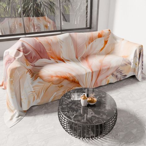 Drap de Protection en Microfibre Multi-Usage Anti-Taches 130x270 cm, Housse de Canapé, Couvre Lit, Couverture de Canape, Poudré (1/5)