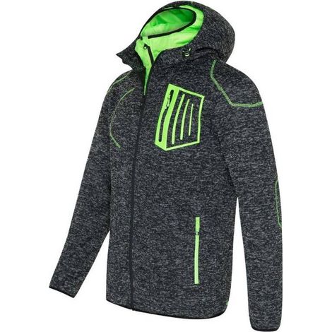 Gilet de Travail Lynx - Taille 4XL - Noir Chiné/Vert Fluo - Résistant et Confortable - D-Work (1/5)