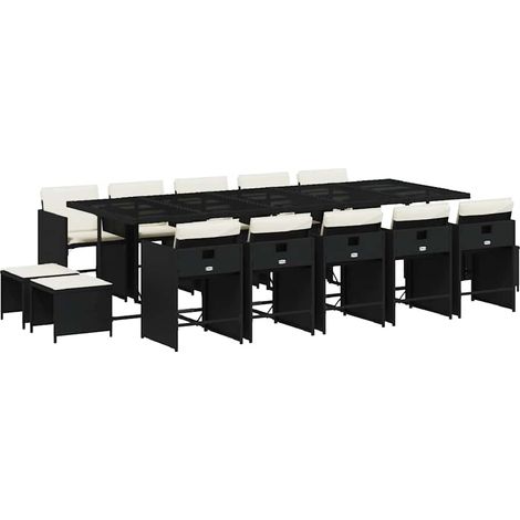 Garden Dining Set  Black  PE Rattan  Large  Foldable vidaXL (1/5)