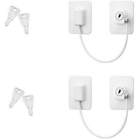 2 Pack Safety Window Lock with Keys for Cabinet Drawer Washing Machine White (1/4)