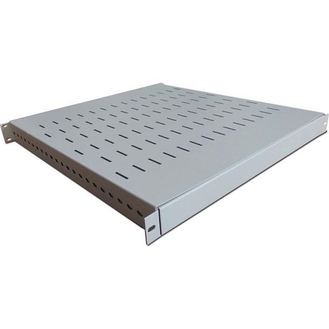 Adjustable shelf 19", 1U, depth 500-900 mm, load capacity 100kg, mounting in 4 points, grey, screws in set