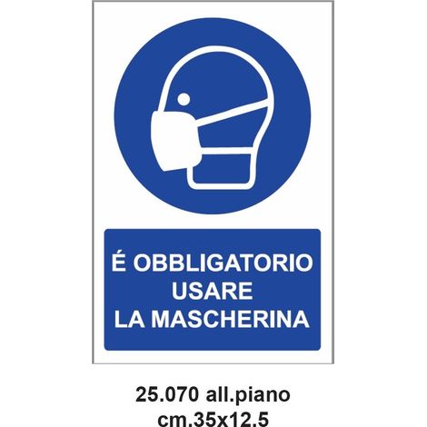 Cartello emergenza covid-19 35x12,5 cm obbligo utilizzo mascherina