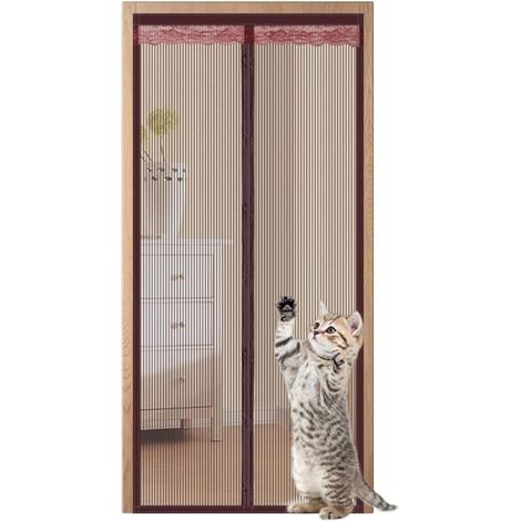 Moustiquaire Porte Fenêtre, Rideau Anti Moustique Magnétique Fermeture Automatique, Moustiquaire Aimantée Pour Porte Fenetre Le Matériau Du Fil De Diamant Ne Se Déchire Pas - Brun 120x220cm