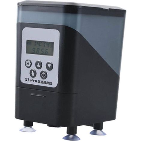 Distributeur automatique de grande capacité, étanche, avec minuterie et design transparent.