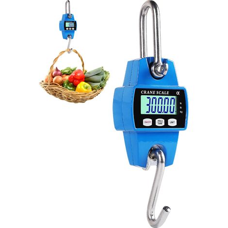 Balance Suspendue Numérique 300 KG, Balance À Grue Crochet Électronique en Aluminium avec Capteur Précis LCD Portable pour Chasse, Pêche, Ferme, L'usine, Pesage sur Quai, Bleu (1/5)