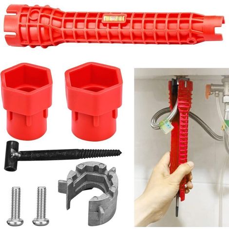 Faucet wrench, adjustable wrench, sink fitting tool, pipe wrench for tightening faucets, repair tool, double wrench, sink wrench, water pipe wrench for bathroom and kitchen (1/5)