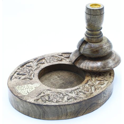 Med Quemador Inverso Madera de Mango - Brass Buddha