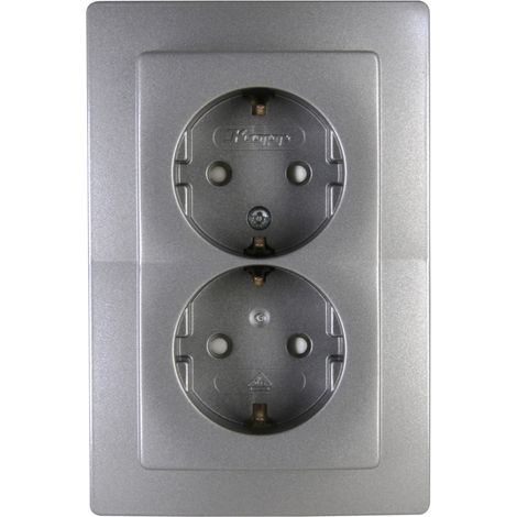 Kopp Schutzkontakt-Steckdose 2-fach Venedig, platin, 920943085 Kopp (1/2)