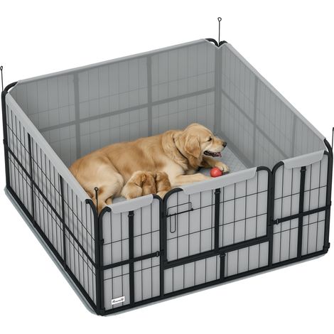 Bac à déjections canines Irovami avec porte, tapis de nettoyage lavable, 122 x 122 x 60 cm, noir