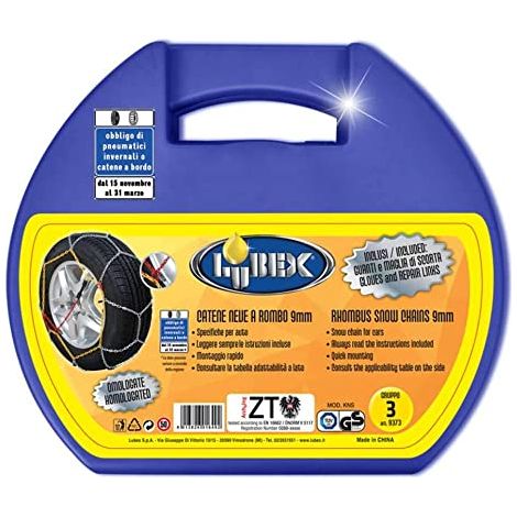 Lubex catene da neve per auto in acciaio maglia 9 mm omologate GRUPPO 8