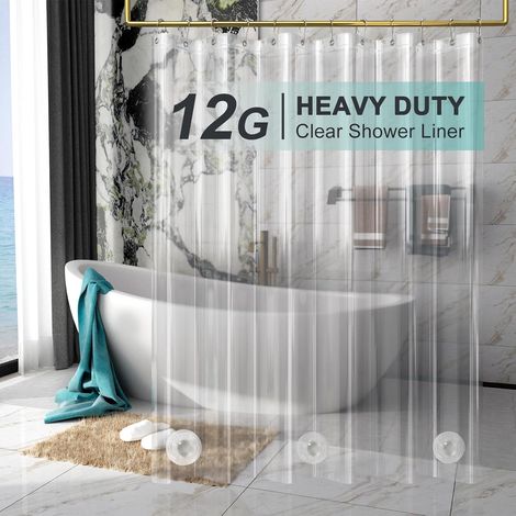 Doublure De Rideau De Douche - 183 x 198 Cm - Trou Pour Anneau Métallique - Transparent - 1 Pièce (1/5)