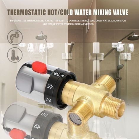Verstellbare thermostatische Badarmatur, Warmwasserarmatur aus Messing (1/4)