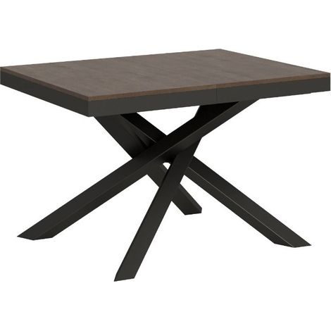 Petite table extensible bois foncé et cadre anthracite 120-224cm Klass (1/5)