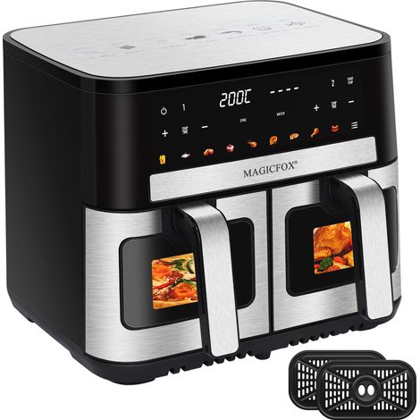 Magicfox – Friteuse sans huile 10L – 2200W – 9 programmes de cuisson – 2 tiroirs – Panneau tactile LED – Technologie de circulation 360°