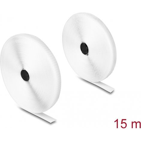 Delock Cinta de gancho y bucle de alta resistencia LA 15 m x AN 20 mm blanco