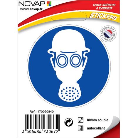 Panneau Masque de protection et casque obligatoire - Vinyle adhésif Ø80mm - 4230672