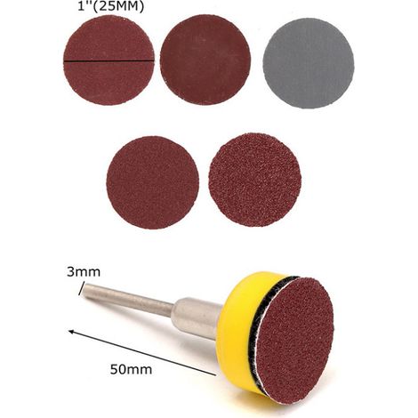 100 Stück runde Schleifscheiben 25 mm, selbstklebendes Schleifpapier, Körnung 100, 180, 240, 1500, 3000, Schleifpapier mit Stützteller zum Schleifen und Polieren