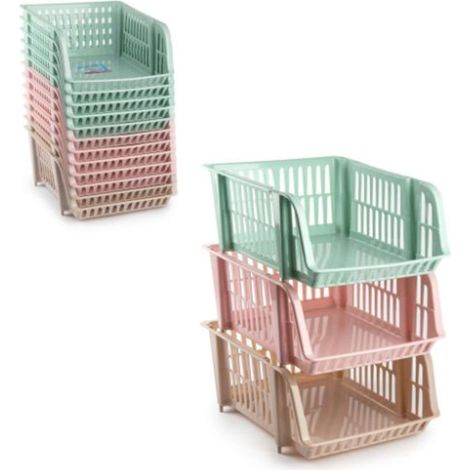 1 Pezzo Cesta Multiuso Portaoggetti Impilabile Piccola 38 x 28 x 15 cm 3 Colori