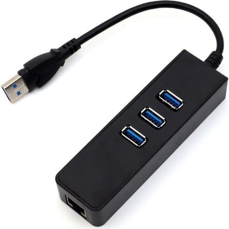 USB 3.0 à 1000Mbps gigabit adaptateur ethernet RJ45 3 ports USB3.0 Hub réseau câblé (1/2)