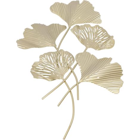 Sculptures murales en Fer, Feuilles de Ginkgo 3D Décoration Murale en métal Sculpture Murale simulée en Fer pour Bureau de Salon (1/5)