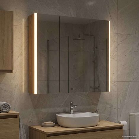 vidaXL Mobiletto per specchio da bagno con lo scaffale Rovere