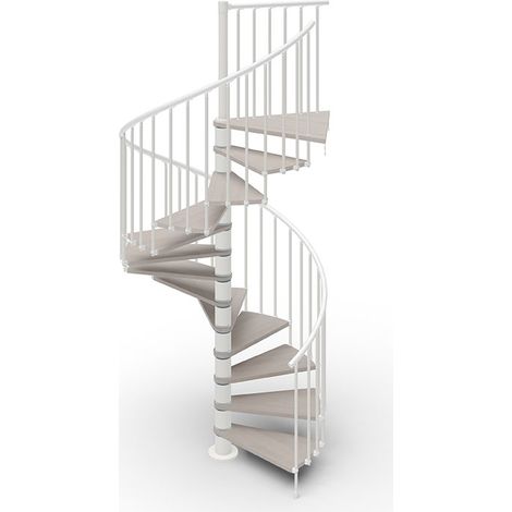 Escalier colimaçon 15 marches - Haut. à franchir de 3.08m à 3.60m - Ø 1.05m - Structure blanche et marche grises - PHOLA105/SBMCOL-15