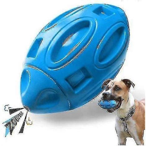 Jouet pour chien Rugby en caoutchouc résistant bleu (1/2)