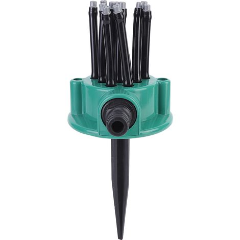 Arroseur oscillant 360° plastique arrosage automatique pelouse jardin 12 buses rotation couverture large fixation sol stable (1/5)