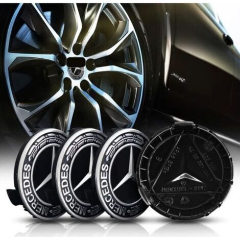 Set di 4 coprimozzi per Mercedes-Benz da 75 mm in alluminio + ABS, coprimozzi centrali in ABS, accessori per auto