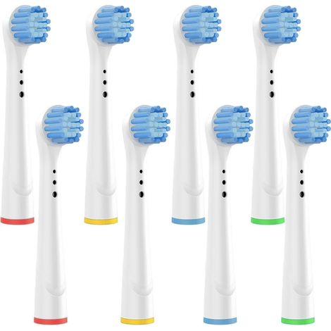 Brossette de Rechange Compatible pour Braun Oral b Têtes Brossettes de Rechange Têtes Brosse Embout Precision Floss Cross Action Clean Générique Sensitive pour Brosse à Dents Électrique 8 Pack Blanc