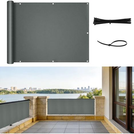Brise Vue Balcon, 90x600cm Imperméable, Protection UV, Opaque, Bâche de Balcon Brise avec Trous et Serre, Cache Vue, pour Terrasse, Jardin, Bal-Con, Patio (1/5)