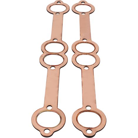 Joint de collecteur d'échappement ovale cuivré 2 pièces pour moteur small block 327 305 350 383. (1/5)