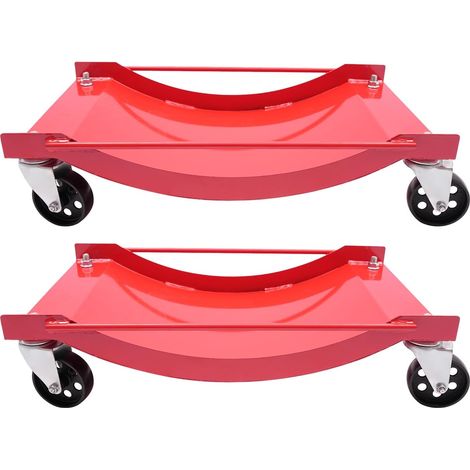 Lot de 2 roulettes de manœuvre pour pneus - Capacité de charge : 2000 lbs - Chariot de rangement portable, pour réparations de voitures, salles d'exposition de vente de voitures (1/5)