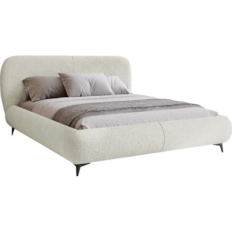 Lit Clovis 119, Coral 15, Double, 200x200, Tapisserie, Sommier à lattes, 233x225x111cm (1/5)
