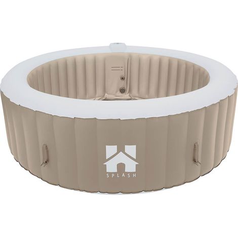 HOME DELUXE - Spa extérieur - SPLASH + coussins, porte-boissons et pare-soleil - Couleur : beige - ⌀ 208 cm, 130 jets d'air - avec couverture, kit de réparation, kit de filtration I Spa extérieur pour