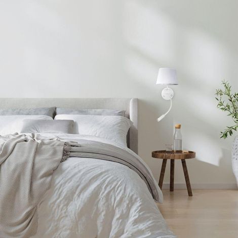 Tk-lighting Maja Applique Murale Bianca con Braccio Flessibile