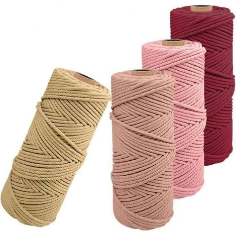 fil macramé 2mm,4pcs corde macramé ficelle naturelle fil macrame coton cordon bricolage cordelettes pour tentures murales,-Ywey (1/4)