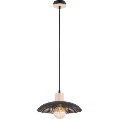 Suspension scandinave noire/bois KOBE E27 15W Emibig (1/5)