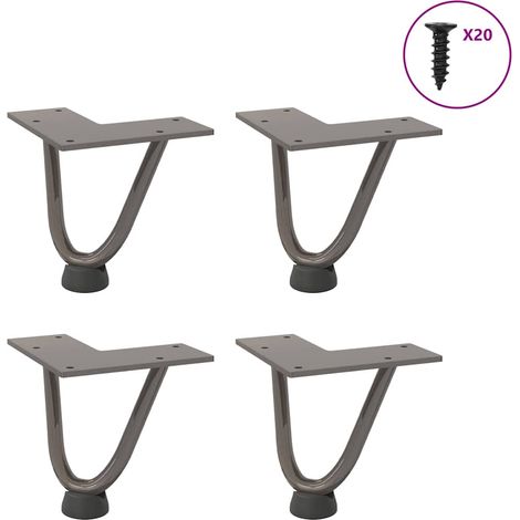 Haarnadelbeine für Couchtisch 4 Stk. Naturstahl 10 cm Massivstahl