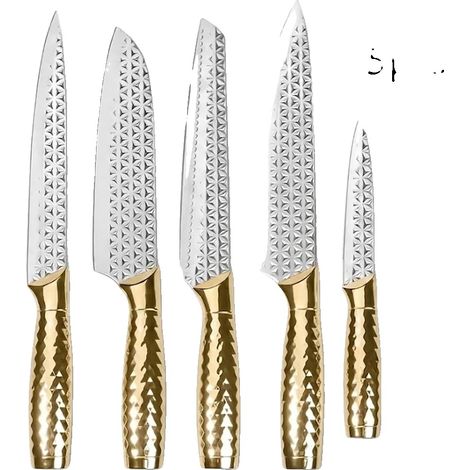 Juego de cuchillos de chef, acero inoxidable, calidad profesional, 5 piezas (1/2)
