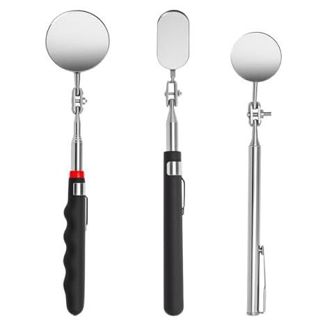 Kit de 3 Miroirs d'Inspection Télescopiques - Miroir Rotatif à 360° avec Poignée Extensible pour Mécaniciens et Inspection Automobile Dentiste Pratique Outil Multifonction (1/5)