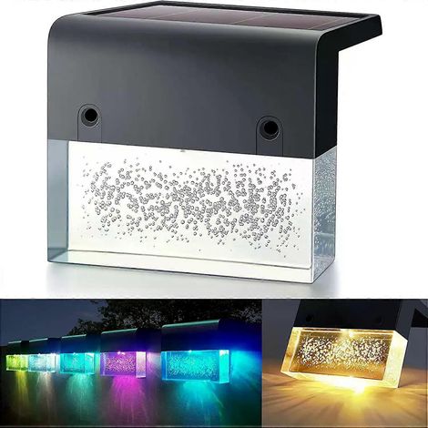 Solarbetriebene Zaunleuchten für den Außenbereich, wasserdicht, farbig leuchtend und warmweiß, mit Acryl-LEDs, für Terrassenpfostenkappen, dekorative Gartenleuchten (1/4)