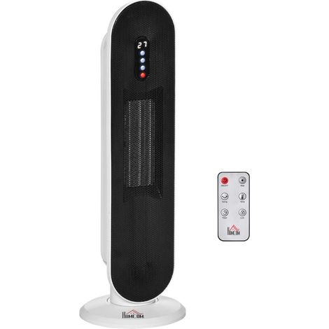 Chauffage soufflant oscillant 1200/2000 W - mini radiateur céramique PTC - télécommande incluse - chauffage d'appoint (1/5)