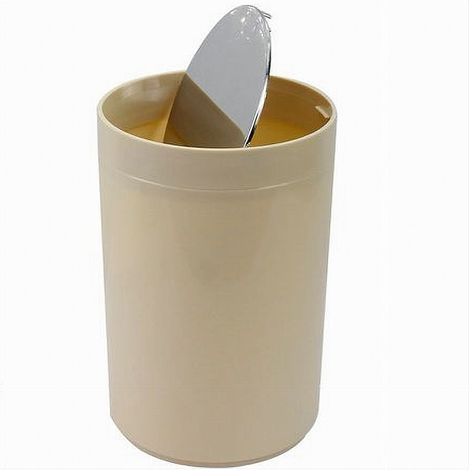 Cleafe - Pattumiera Cestino Secchio Rifiuti Beige Arredo Bagno Coperchio Basculante 79885 - (1/3)