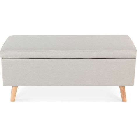 Banquette coffre de style scandinave Eline tissu beige